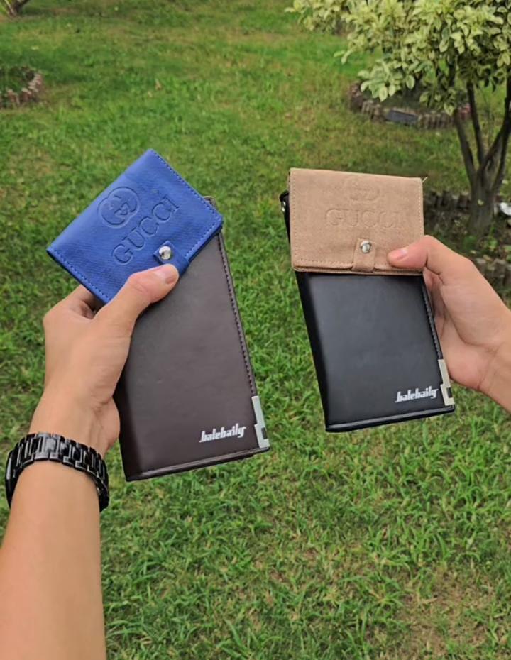Men's Premium Leather Wallet with Free Card Holder, Multicolor, Durable
