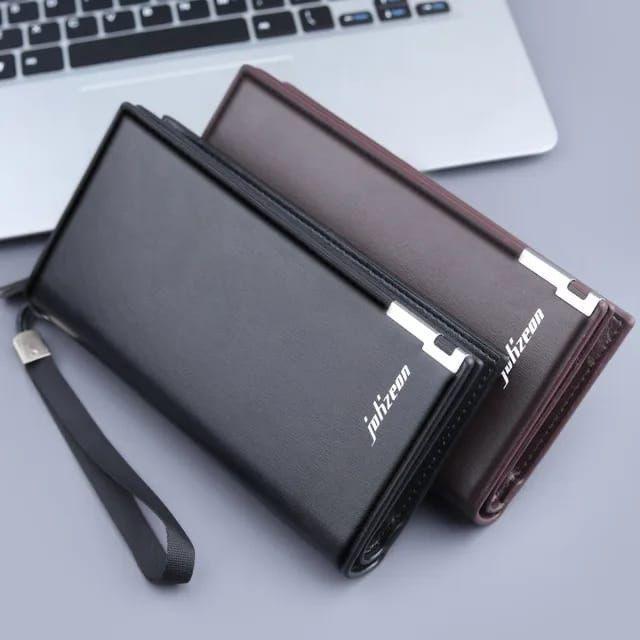 Men's Leather Wallet Black Brown Zippered