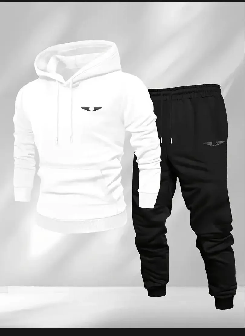 2 Pcs Men's Fleece Printed Track Suit