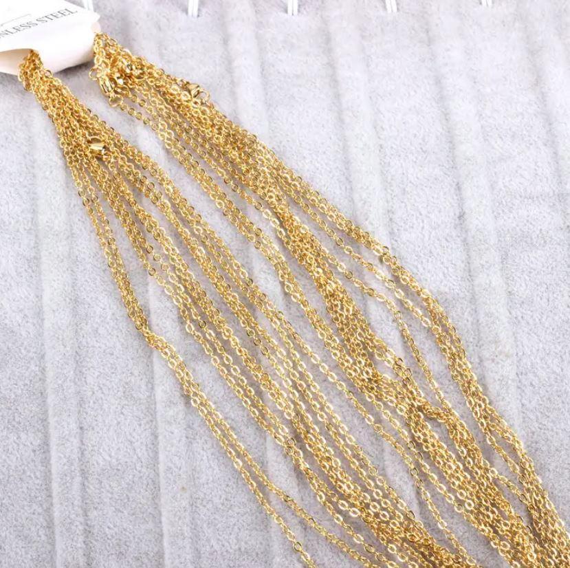 Golden Chain Necklace Set of 12 for Women